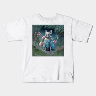 French Bulldog in Pretty Blue Dress Kids T-Shirt